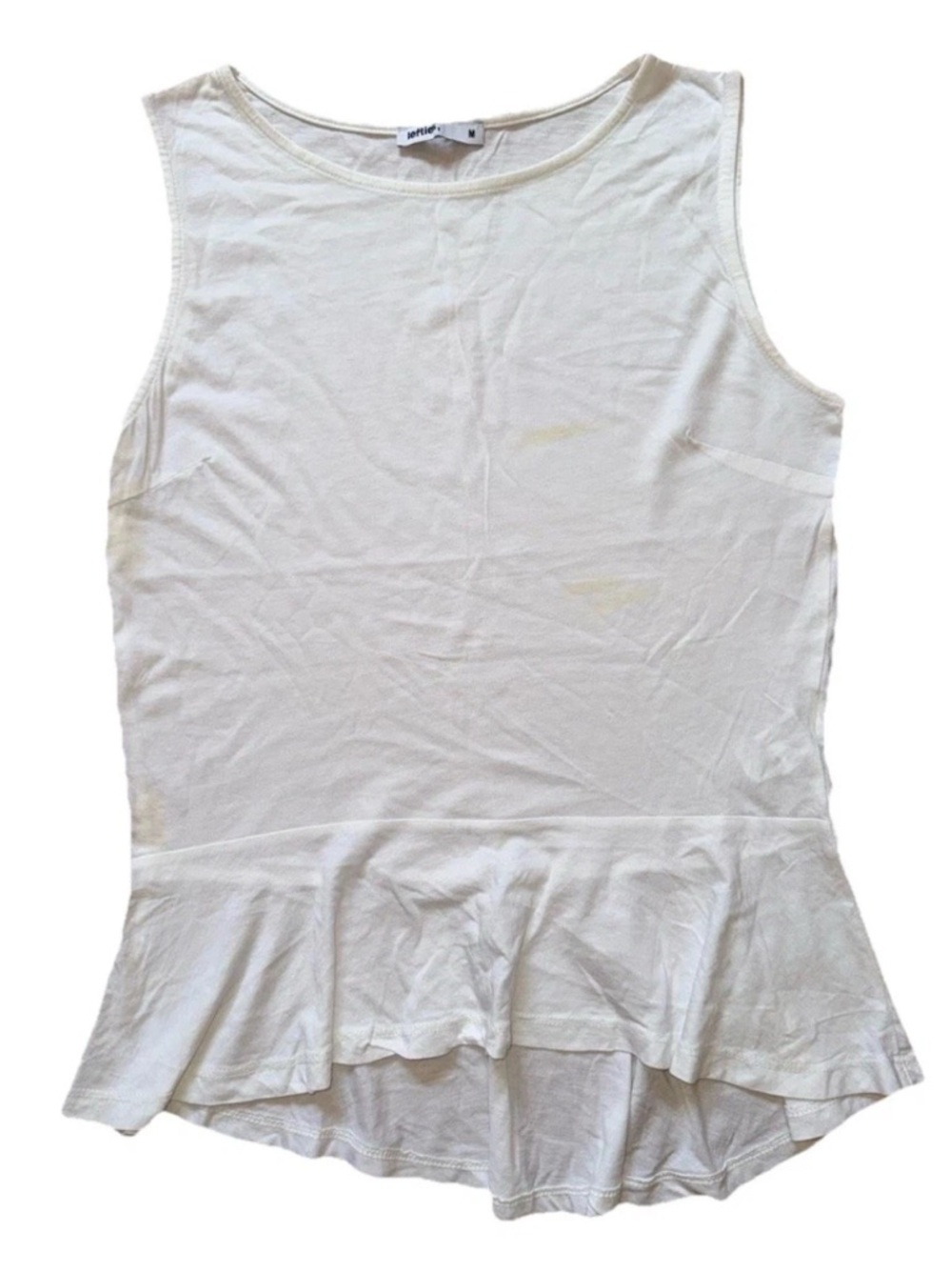 Lefties Women Size M Sleeveless Top Blouse Solid White Round Neck Casual Pull On